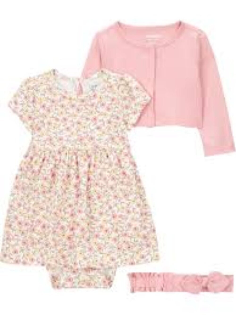 Carter's Child of Mine Baby Girl Pink Cardigan and Dress Set Size 6-9 Months